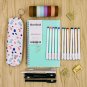 Green Cover Spiral Notebook, Washi Tape and Fineliner Colored Pen for Journaling