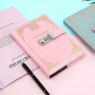 A5 Pink Leather Cover Notebook Journal with Password Lock, Pen Holder for School
