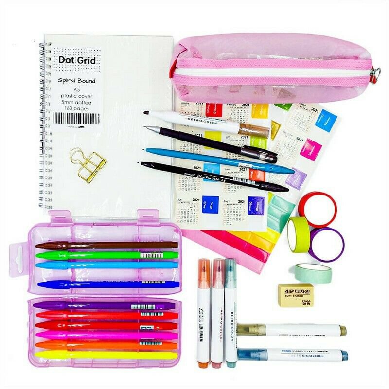 Bullet Dotted Grid Journal Essential Kits for Beginners - Spiral Dotted Notebook, Brush Pen