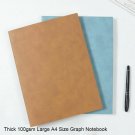 Thick Graph Paper Notebook 100gsm Large A4 Soft Leather Grid Journal 188 Pages