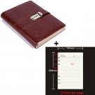 A5 Burgundy Leather Binder Notebook and 1 set Refill Lined Paper for Writing
