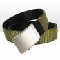 Men's Tactical Belt Reversible Webbed Strap with Automatic Metal Buckle 49 inch