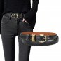Women's Original Leather Belt for Jeans and Dresses Metal Loop Skinny Fit Size L