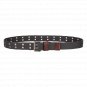 Mens Double Prong Vintage leather Wrap Webbing belt with Classic Buckle 38mm Web