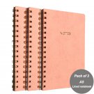 Pink Soft Leather Spiral Notebook College Ruled for Office and School, Pack of 3