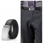 Men's Belt Ratchet Buckle Leather Strap Dress Belt for Work with Slide Buckle