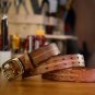 Handmade Genuine Leather Belt for Men Double Holes Brass Buckle for Jeans