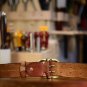Handmade Genuine Leather Belt for Men Double Holes Brass Buckle for Jeans