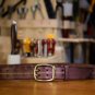 Handmade Genuine Leather Belt for Men Double Holes Brass Buckle for Jeans