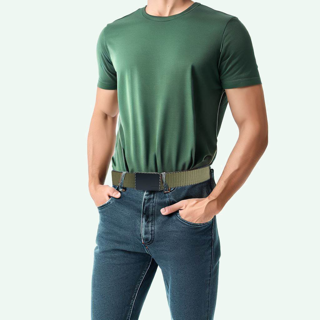 Mens Belt with Removable Square Buckle Two in One Tactical Webbing Belt for Jean