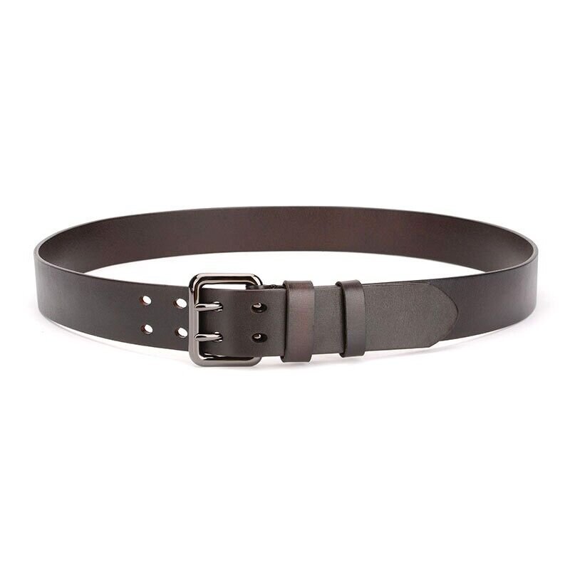 Leather Men's Work Belt,  Durable Genuine Full Grain Leather Double Prong Belts