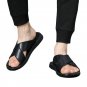 Black Men's Leather Sandals Comfortable Open Toe Breathable Sole for Casual
