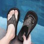 Mens Leather Flip Flop Sandals Thong Comfortable Slip On Slippers Black Brown
