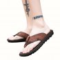 Mens Leather Flip Flop Sandals Thong Comfortable Slip On Slippers Black Brown