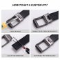 Big and Tall Men's Leather Ratchet Belt with Click Buckle No Hole Strap