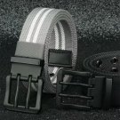 Casual Men's Waist Belt - Durable Canvas Double Prong Belt with Leather End Tip