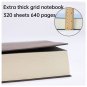 Extra Thick Soft Leather Cover 640 Pages Grid Notebook A5 Size for Jouranling
