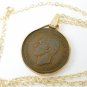 British Half Penny Coin Pendant George VI Golden Hind Ship Gold Filled