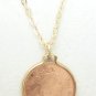 Fiji Coin 1 Cent Copper Coin Pendant Kava Bowl 14 kt Gold Filled Coin jewelry