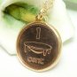 Fiji Coin 1 Cent Copper Coin Pendant Kava Bowl 14 kt Gold Filled Coin jewelry