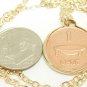 Fiji Coin 1 Cent Copper Coin Pendant Kava Bowl 14 kt Gold Filled Coin jewelry