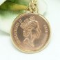 Fiji 2 Cent Copper Coin Pendant Fan Palm Gold Filled Necklace Coin jewelry