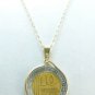 Israel 10 New Sheqalim Bi-Metallic Coin Pendant 14kt Chain Necklace  Coin jewelry