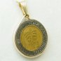 Israel 10 New Sheqalim Bi-Metallic Coin Pendant 14kt Chain Necklace  Coin jewelry