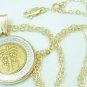 Israel 10 New Sheqalim Bi-Metallic Coin Pendant 14kt Chain Necklace  Coin jewelry