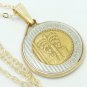 Israel 10 New Sheqalim Bi-Metallic Coin Pendant 14kt Chain Necklace  Coin jewelry