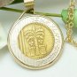 Israel 10 New Sheqalim Bi-Metallic Coin Pendant 14kt Chain Necklace  Coin jewelry