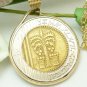 Israel 10 New Sheqalim Bi-Metallic Coin Pendant 14kt Chain Necklace  Coin jewelry