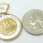 Israel 10 New Sheqalim Bi-Metallic Coin Pendant 14kt Chain Necklace  Coin jewelry