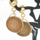 Indian Head Penny Coin Earrings 14 kt Gold Filled Mint Dates 1900 1908  Coin jewelry