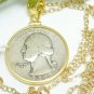 Washington Silver Quarter Eagle 1942 Coin Pendant Gold Filled Bezel Coin Jewelry