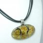 Russian Simbercite Pyrite Gemstone Cabochon Sterling Pendant Leather Cord Artisan Jewelry