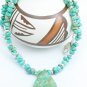 Kingman Southwest Turquoise Nugget Sterling Beaded Necklace Pendant Artisan Jewelry
