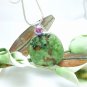 Natural Serpentine Gemstone Round Sterling Pendant Artisan Jewelry