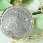 Vintage Seated Liberty 1854 Coin Quarter Pendant 14kt Gold Filled