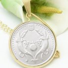 Israel 2 New Sheqalim Coin Pendant 14kt Gold Filled Chain Necklace Coin jewelry