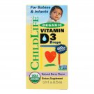 Childlife Organic Vitamin D3 Drops For Babies and Infants - Natural Berry Fla...