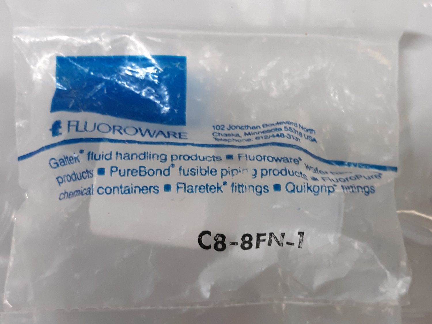 NIB Fluoroware/Entegris C88FN1 Flaretek Straight Adapter, MNPT