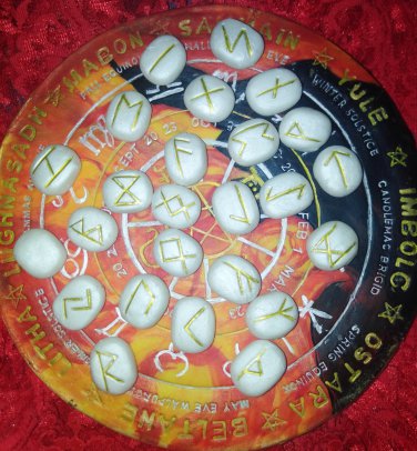 White and Gold Handmade rune stones
