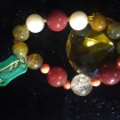 Crystal semi precious stone bracelet with rune stone