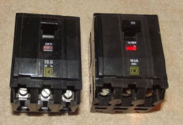 Two Pcs 1 Shipping Chg. Square D QOB330 Circuit Breakers Bolt On 3P 30A NICE