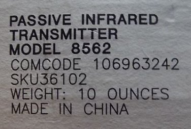 AT&T 8562 Motion Sensor Transmitter Wireless 8000 Security Alarm System