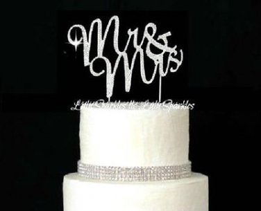 Silver Rhinestone Crystal Monogram Wedding Cake Topper Mr & Mrs BLING Party NEW
