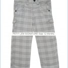 PETIT LEM SIGNATURE Infant Boys Gray Plaid Pants Dressy Cotton Sz 12 months NWT