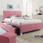 Girls $465 Pink Trundle Fantasia Bed Upholstered Kids Bedroom Furniture Twin NEW