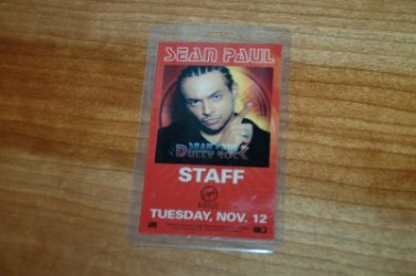 Sean Paul 2002 Dutty Rock Staff Virgin Megastore Pass Promotional Lanyard